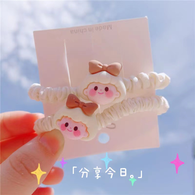 Milk tea-colored girl cartoon headband, ins Korean simple and cute Japanese-style hair band, girl's hair tie, large intestine hair band Specification image