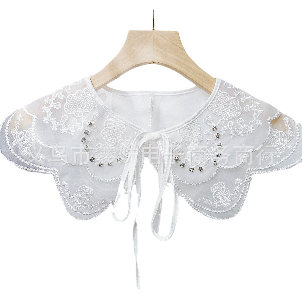 Embroidered and diamond-encrusted double-layered women's clothing collar accessories and decorative accessories Item Picture