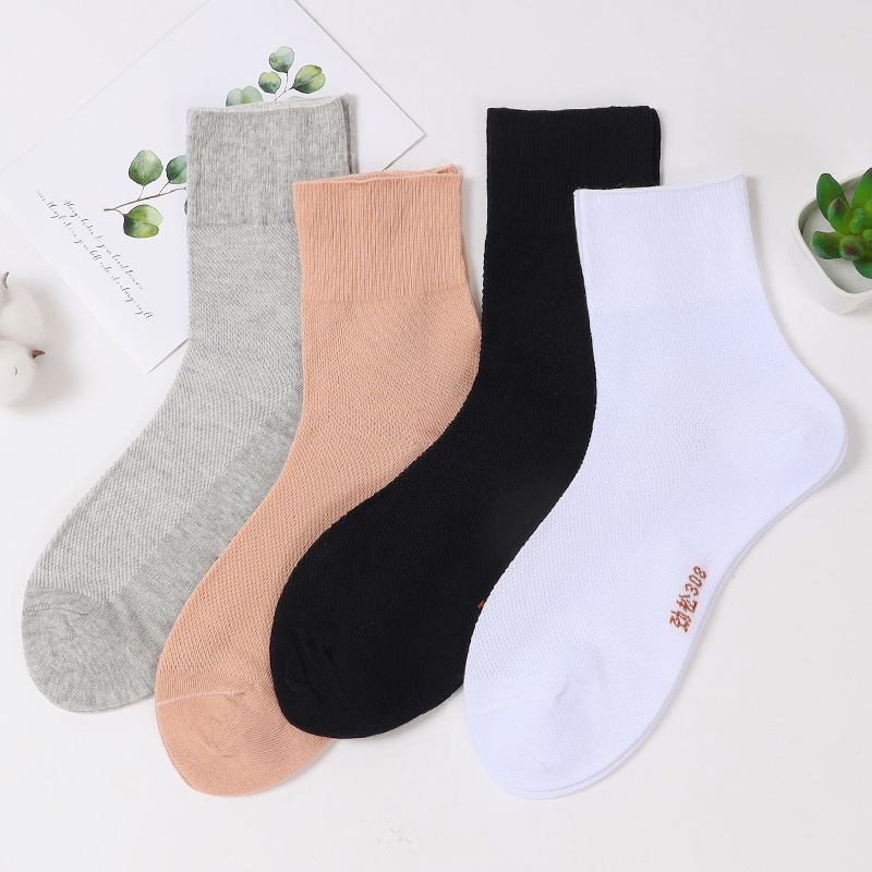 Huabang Jin Loose Thin Middle-Aged And Elderly Loose Socks Female Cotton Socks Pregnant Women Loose Feet Mesh Mother Tube Socks Specification drawing