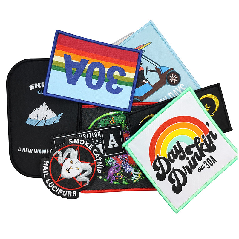 Customized irregular-shaped woven badges, armbands, embroidered badges, woven labels, clothing accessories, woven labels, bags, Velcro labels, and foreign trade patch stickers Item Picture