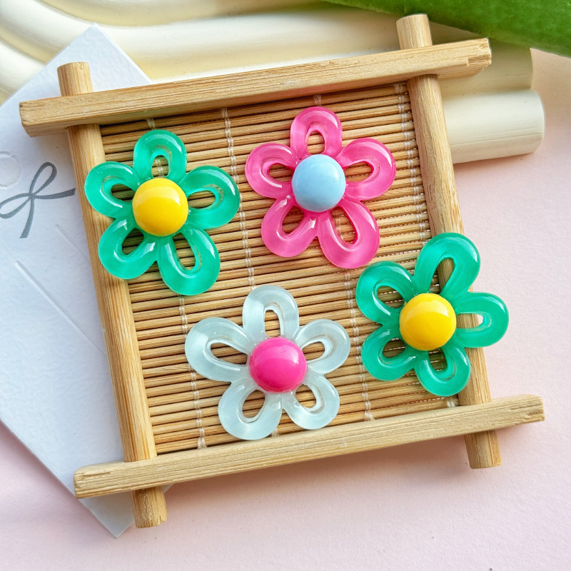 Hollow flower series resin diy jewelry accessories, phone cases, crocs, refrigerator patches, hair clips, hair accessory materials details Picture