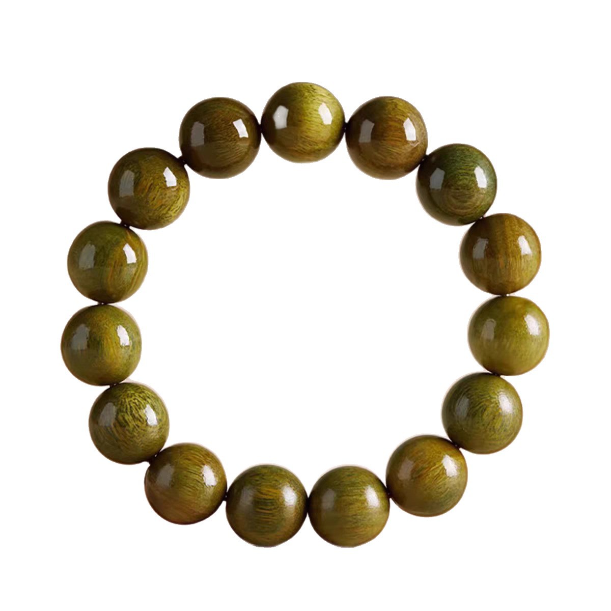 Natural green sandalwood bracelet for men, agarwood old mountain sandalwood bracelet for women and men, sandalwood Buddhist prayer beads plate for playing Item Picture