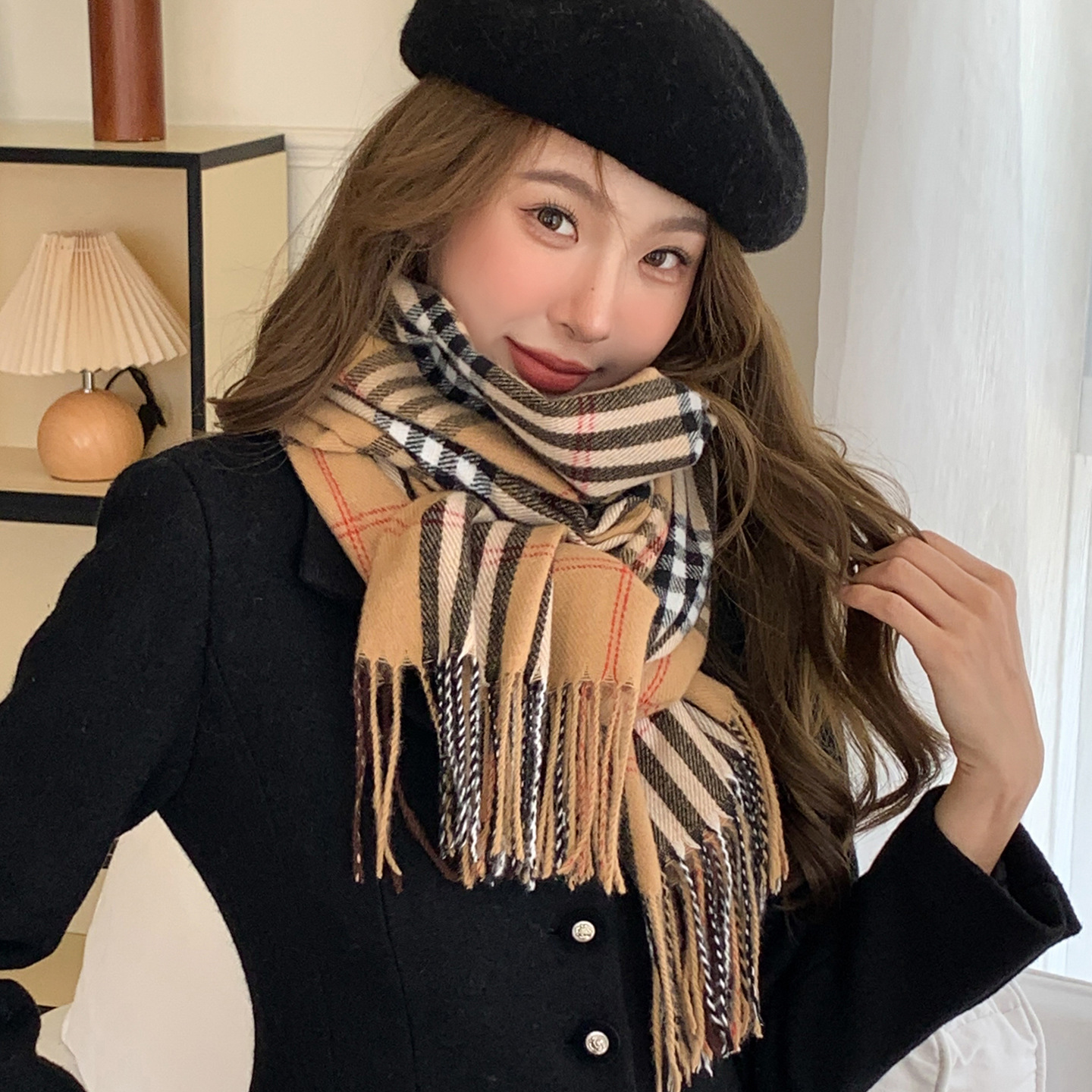 围巾/围巾真丝/袜子山羊绒/围巾女士长款时尚/围巾女长款百搭细节图