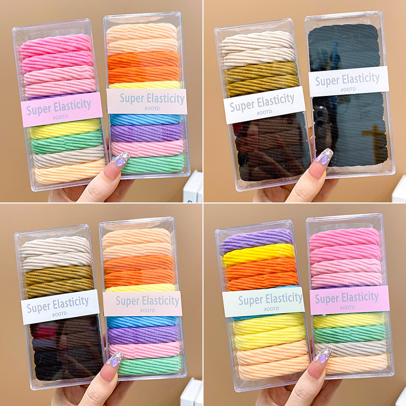 Spring Color High Stretch Hair Cord Children's Headwear For Girls Simple And Not Hurt Hair Thick Hair Cord For Girls Hair Adornment Leather Band For Girls