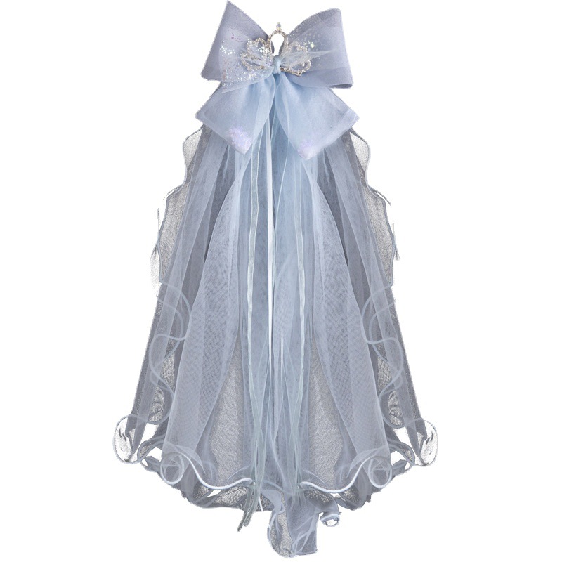 Girls' Veil Princess Hairpin Birthday Crown Ice Children's Day Hairpin Headpin Bow Streamer Net Gauze Hairpin Item Picture