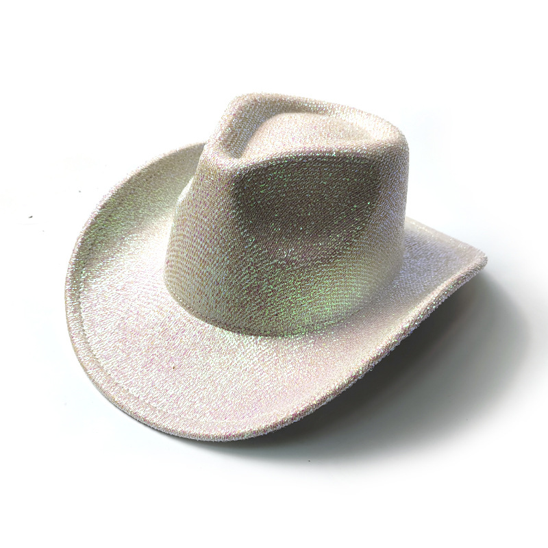 新款磨砂西部牛仔帽毛呢帽西部礼帽亚马逊男女派对表演节日帽