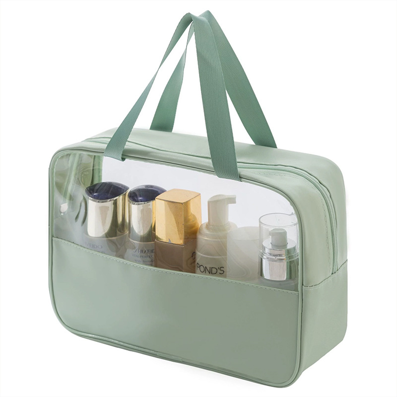 撞色pvc洗漱包半透明多功能化妆包大容量化妆品收纳包超轻便携式洗漱包