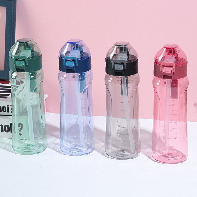 Korean creative pop-up lid cup, straw, silicone spout, sports water cup, large-capacity plastic cup, space cup, sports water bottle details Picture