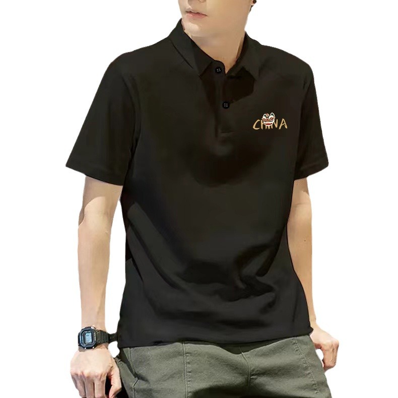Men's polo shirt, summer loose, trendy and simple half-sleeved top, 2024 thin casual lapel short-sleeved T-shirt Item Picture