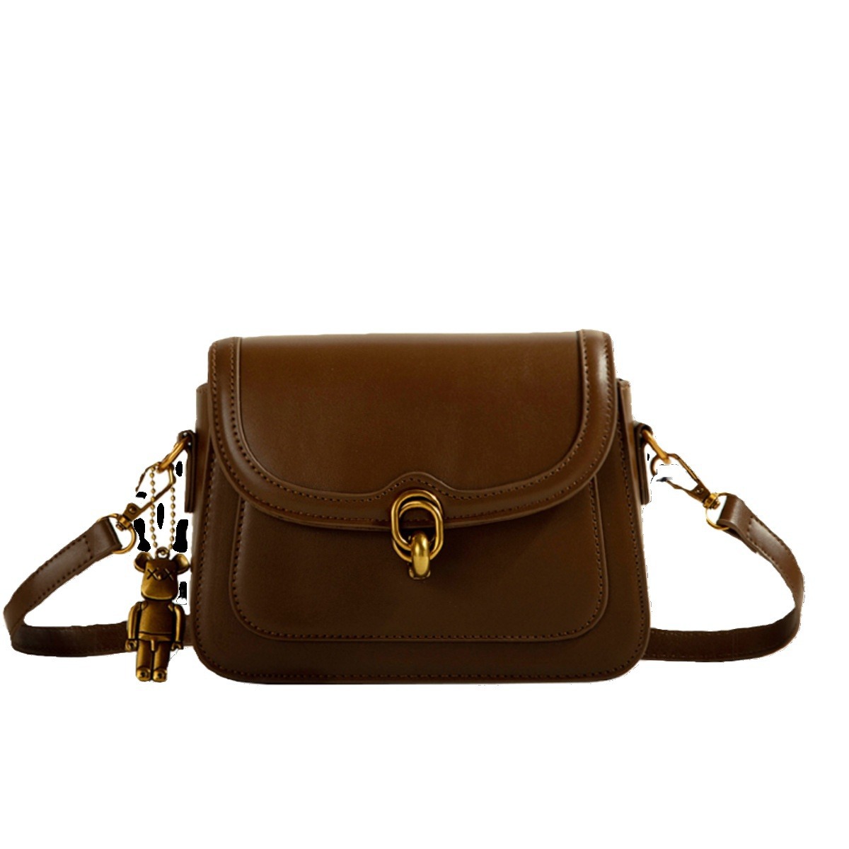 今年流行包包简约复古小众质感包包女2025新款百搭通勤斜挎小方包白底实物图