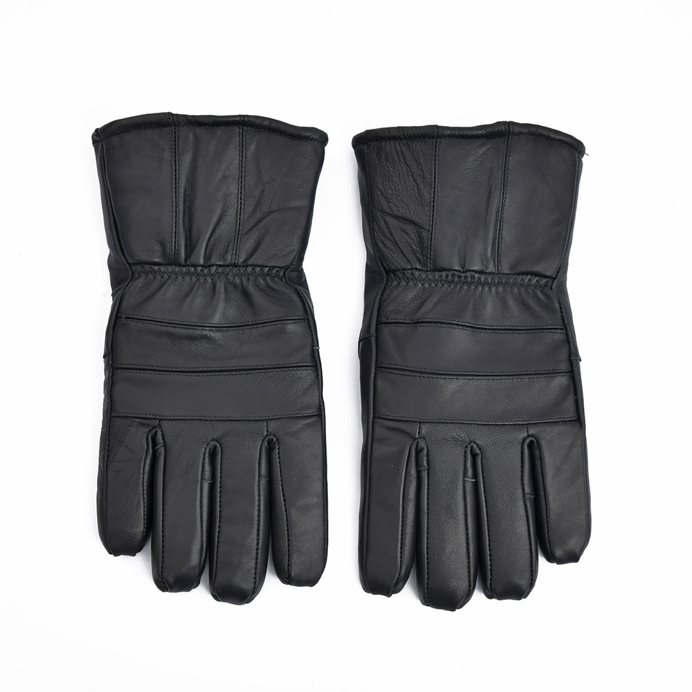 Thick genuine leather gloves for men in autumn and winter, outdoor skiing and cycling warm and windproof gloves, and genuine sheepskin spliced gloves Item Picture