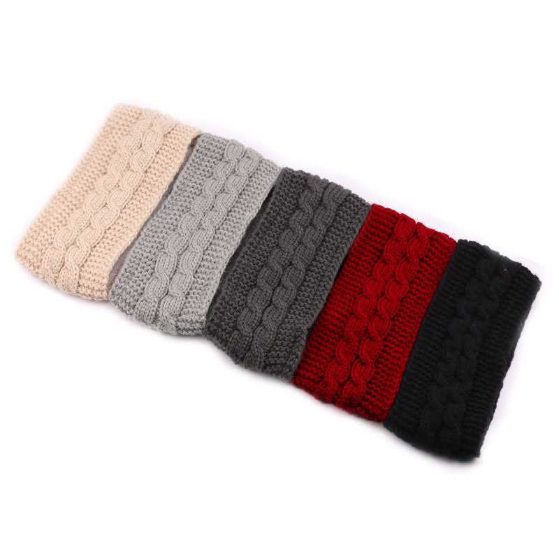 New winter fleece hair accessories, cross-border autumn and winter woolen knitted hair bands, European and American warm sports headbands, ear protecters pic 9