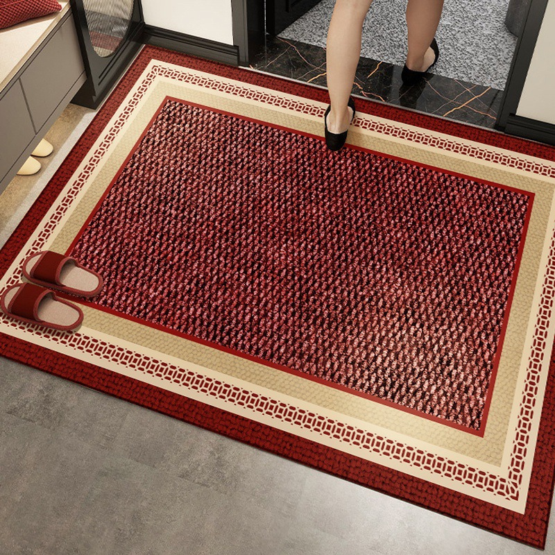 Red entrance door mat, anti-slip foot mat for the foyer, New Year entrance door mat, household Belgian velvet at the entrance door Application Scenario