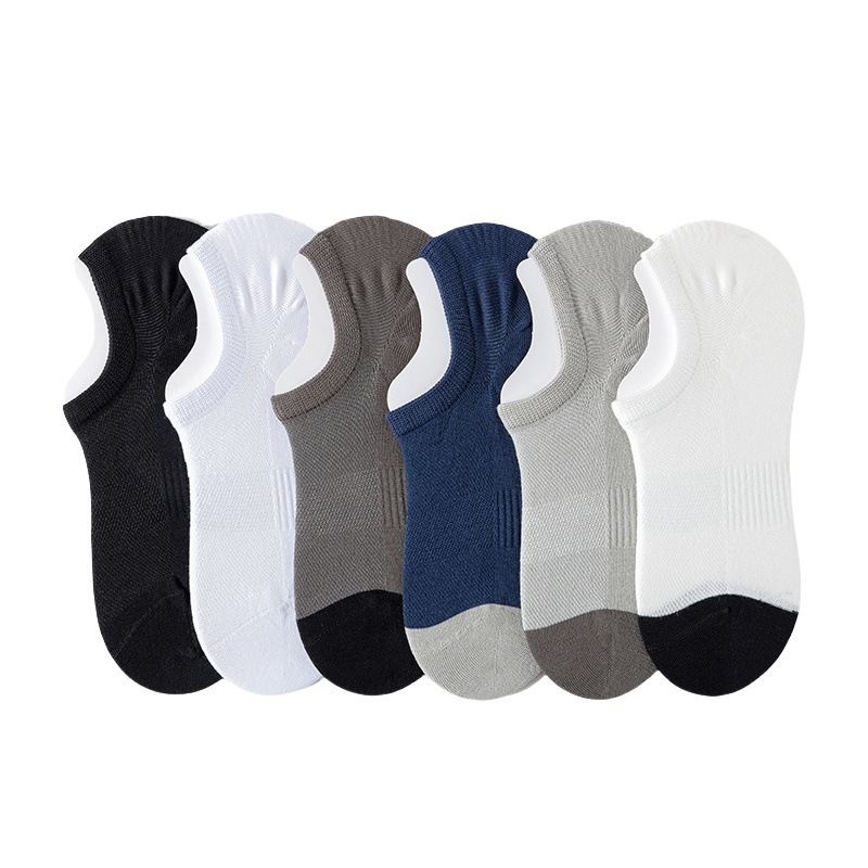 Sock street stall, one-piece delivery of socks, men's boat socks, spring and summer silicone invisible anti-drop, cotton socks, sweat-absorbing and breathable, thin men's shallow mouth short socks, one-piece delivery Item Picture