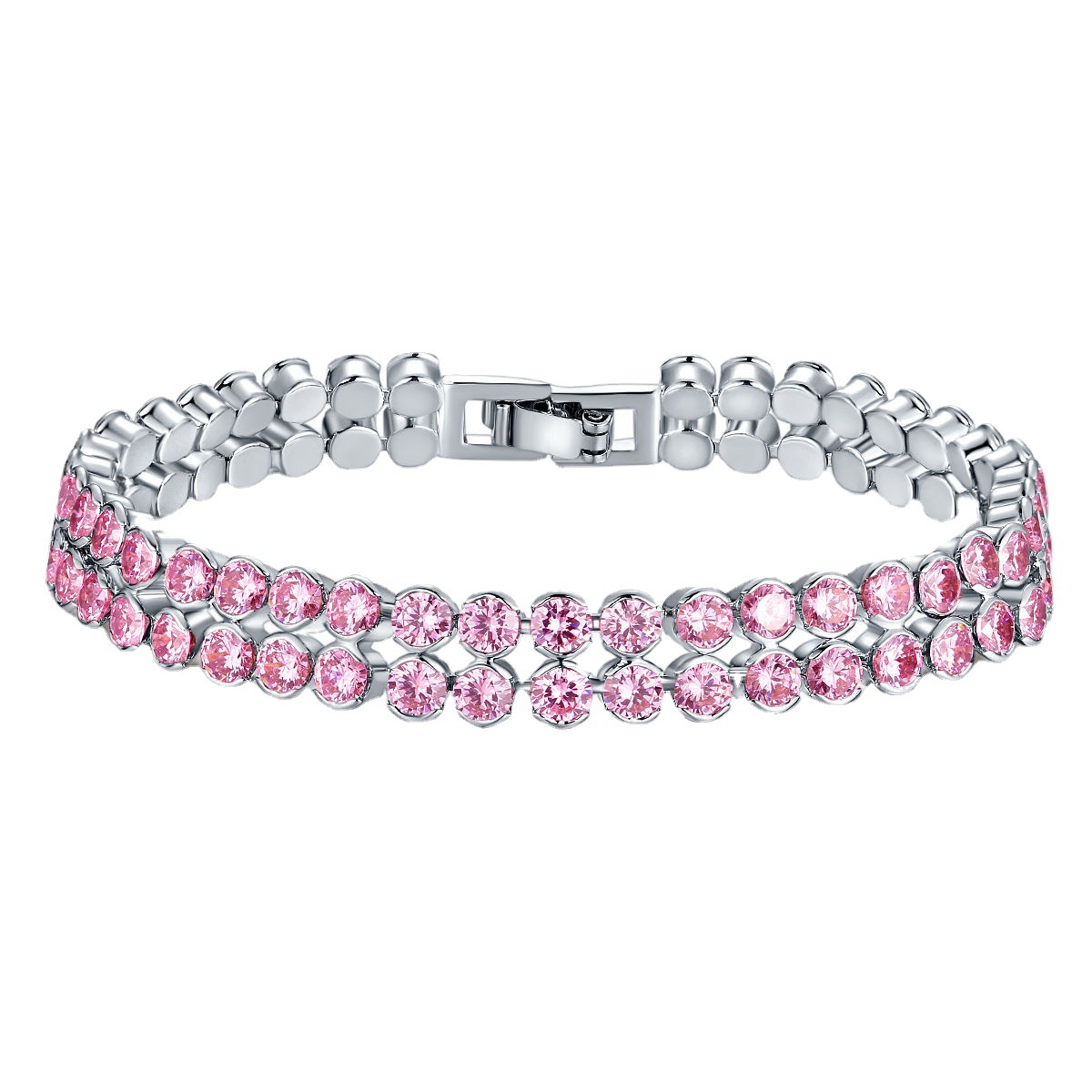 Double-row zircon bracelet, high-quality European and American jewelry. Zirconium-inlaid water drop bracelet, hot-selling on AliExpress. Real gold color retention Item Picture