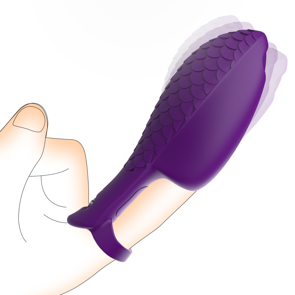 Fish-scale finger cots, silicone 10-frequency vibration finger vibrator, special finger cots for flirting and massage full figure