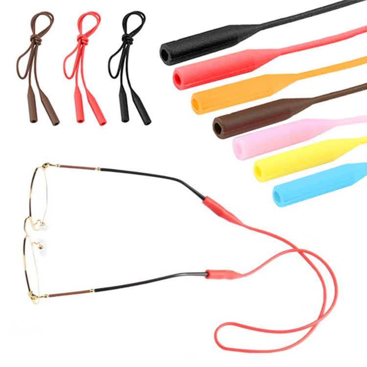 Silicone round-head eyeglass lanyards, children's anti-slip and anti-drop elastic colored sports eyeglass lanyards, hanging lanyards details Picture