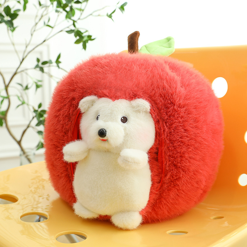 Tiktok Creative Apple Hedgehog Doll Plush Toy Rag Doll Can Be Detachable Hedgehog Cross-Border Batch A Hair details Picture