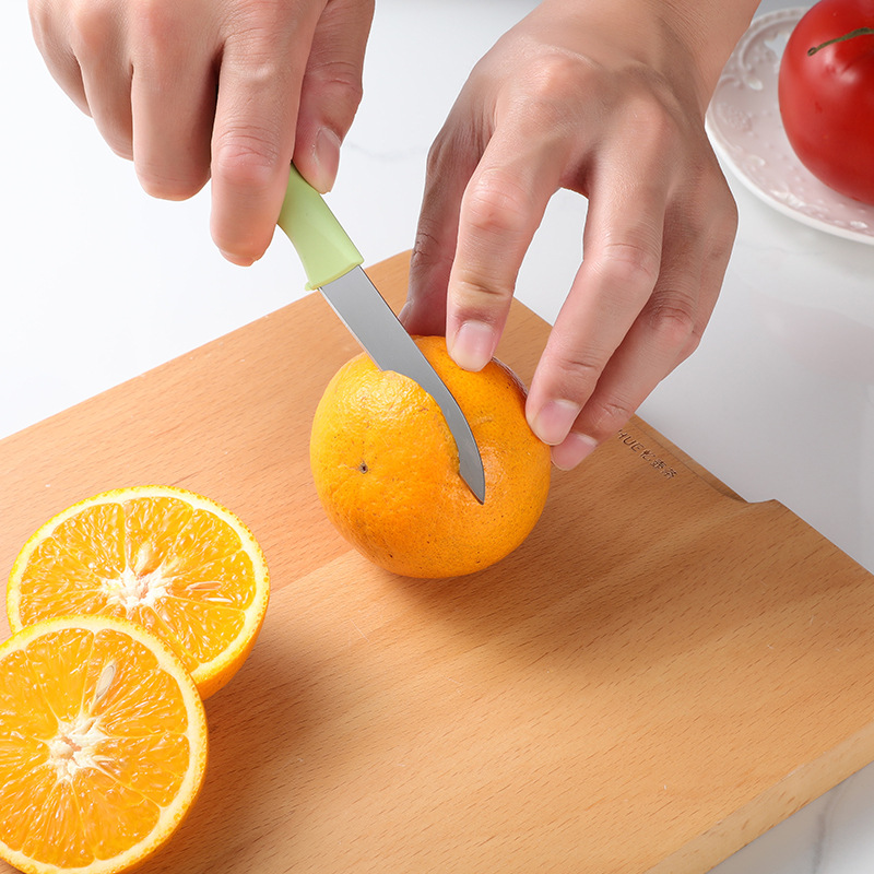 Four-piece set of household kitchen knives, macaron colored cutting board, fruit knife, melon slicer, meat cutter, and kitchen knife set Application Scenario