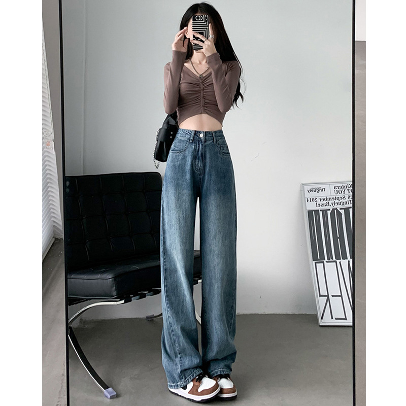 Zhao Rusi The Same White High Waist Wide Leg Jeans Female Small Spring Summer Loose Straight Tube Narrow Version Mopping Pants Application Scenario