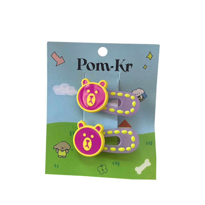 New Korean-style sweet cartoon hair clips for children, side-cut bangs clips, rabbit forehead duckbill clips and hair accessories Item Picture