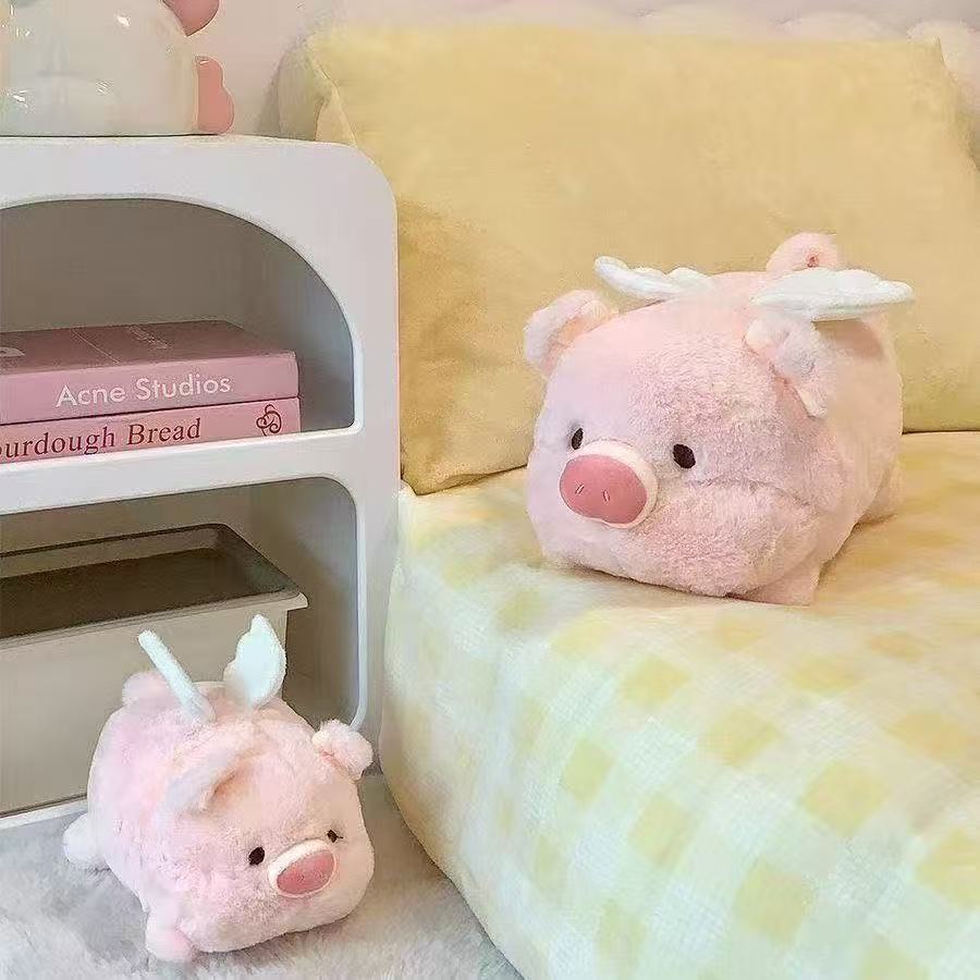 新款卡通爱心天使LuLu小猪公仔玩偶翅膀毛绒玩具女生礼物跨境批发详情4