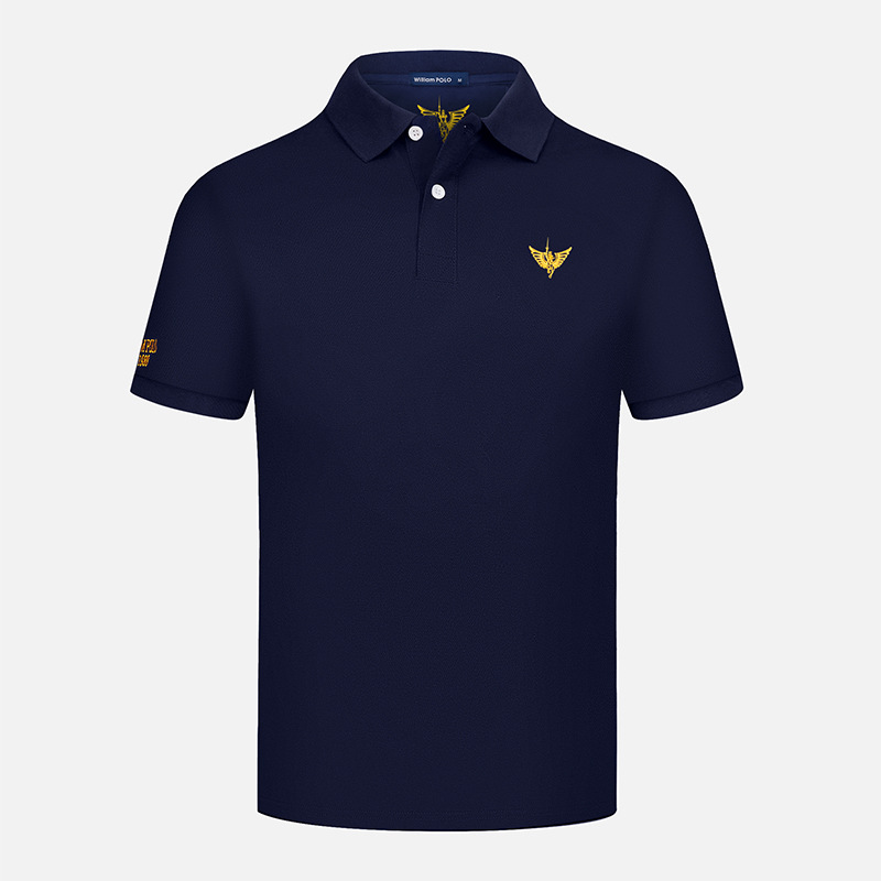 WilliamPOLO antibacterial high-end short-sleeved Polo shirt with embroidered logo, simple business lapel T-shirt, short-sleeved for men details Picture