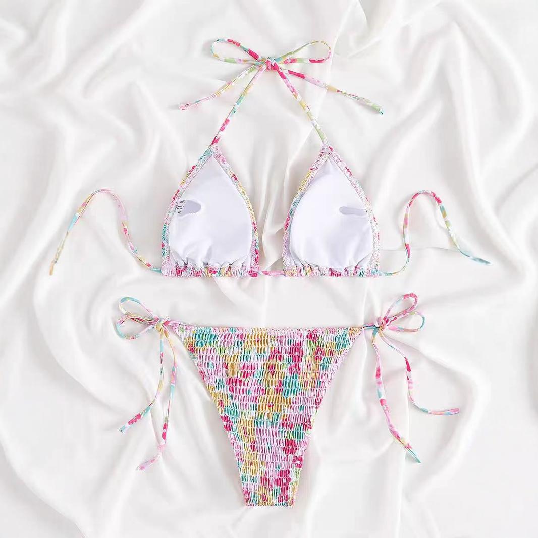 2024 New Europe And The United States Hot Selling Fashion Women's Pleated Bikini Fashion Set details Picture