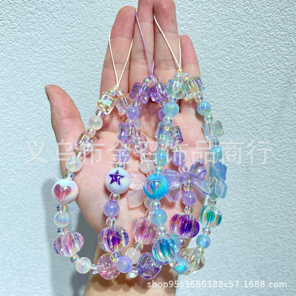 欧美ins风蝴蝶手机链 甜辣酷妹手机挂链人鱼姬亚克力女手机挂件绳