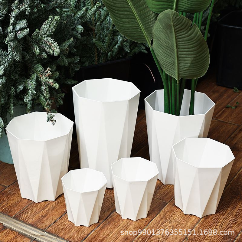 New diamond rhombus flowerpots, enlarged and thickened flowerpots, household flowers and green plants, balcony and living room large flowerpots wholesale Application Scenario
