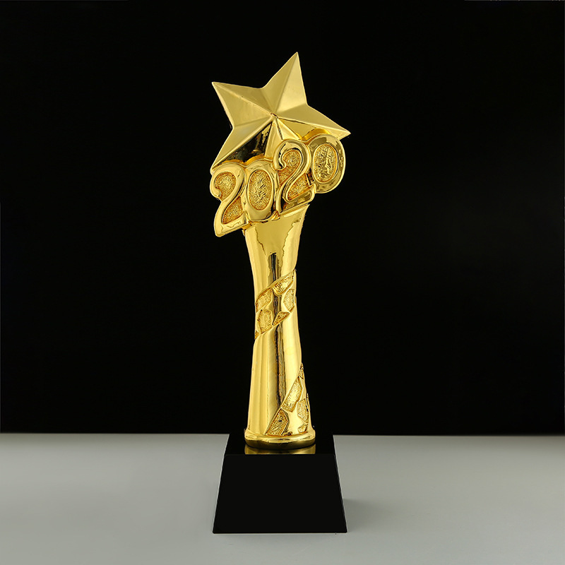 水晶玻璃【年度之星】金属树脂奖杯年会奖励比赛活动优秀员工奖杯