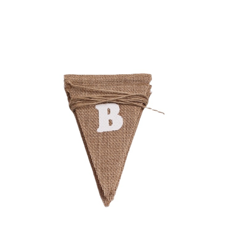Linen triangular flag, baby shower, European retro wedding party decoration, flag hanging Item Picture