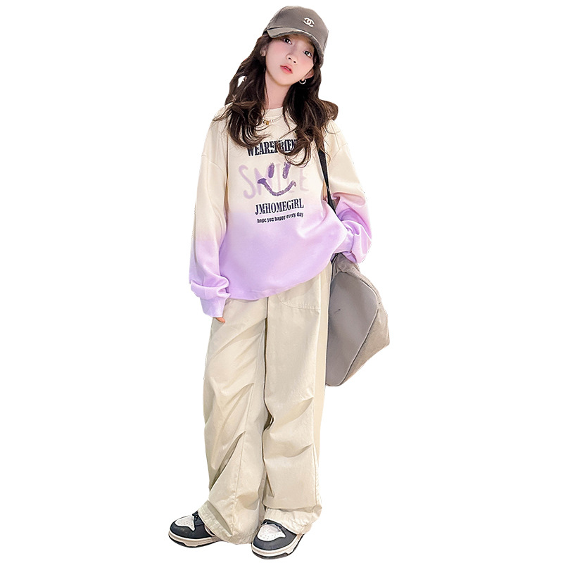 Girls' hoodie Spring and Autumn 2024 New style Children's stylish early spring thin clothes for older women's spring gradient top Item Picture