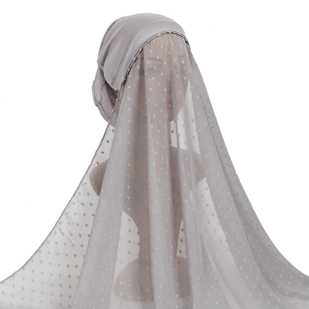 Hot Chiffon Ball Cone Hat One Long Towel Wholesale New Monochrome Pearl Chiffon Convenient Set Yw181 Item Picture