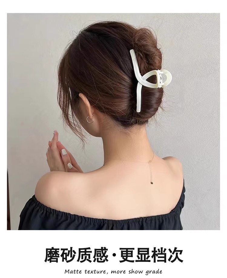发夹盘发抓夹大号发量多磨砂鲨鱼夹简约高级感头饰后脑勺发卡发饰详情2