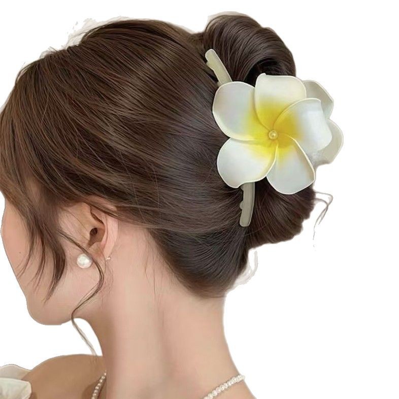 Frangipani headdress simulation flower Sweet flower hairpin Shark clip Travel seaside clip vintage clip headdress Item Picture