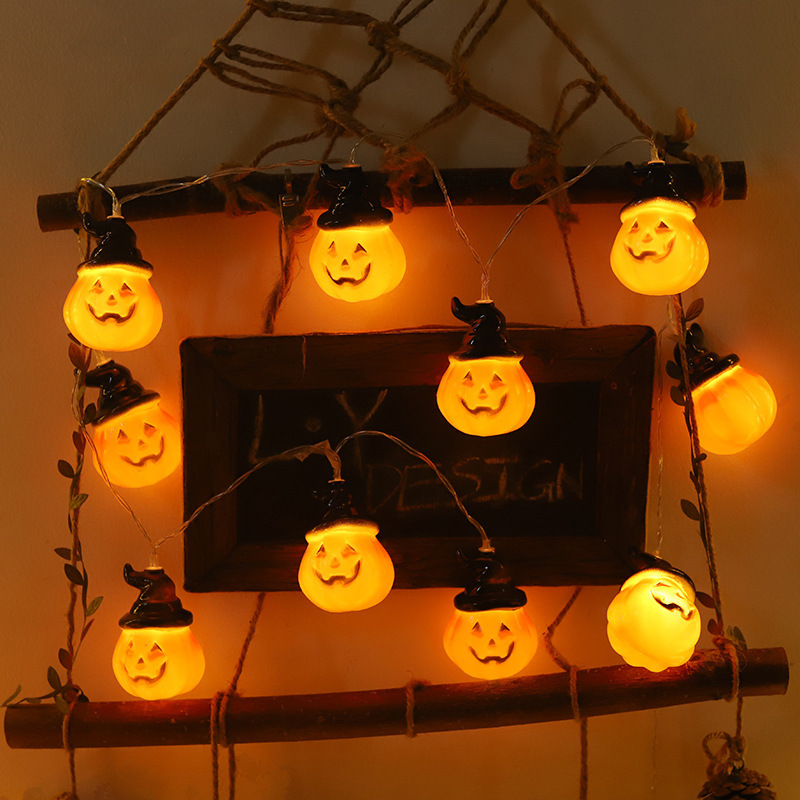 Cross-border halloween lightstrings esqueleto araña fantasma decoraciones de vacaciones luces ambientación de la habitación escena colocación de lámparas de calabaza details Picture