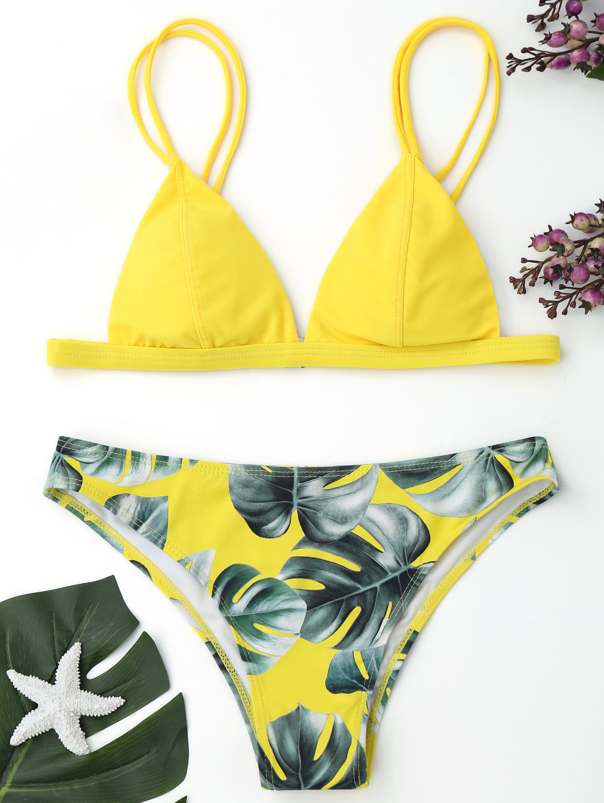 Europe And The United States Sexy Solid Color Printed Two-Piece Swimwear Halter Triangle Bikini Bikini In Stock Swimwear Specification drawing