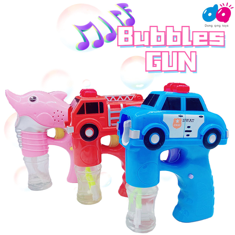Electric Music Lights Police Car Fire Truck Dolphin Bubble Gun Cross-Border Children's Outdoor Soapy Water Toys Do Not Dip In Water