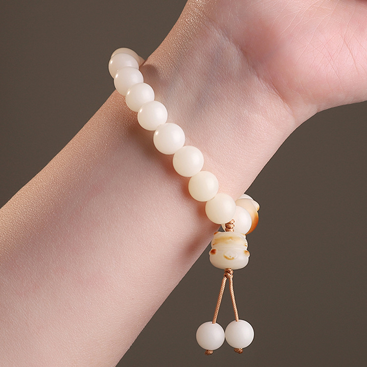 Charcoal-Burned Cat Claws Bodhi Root Bracelet Natural White Jade Bodhi Bracelet Men And Women Around The Finger Soft Play Holding Cat Buddha Beads Specification drawing
