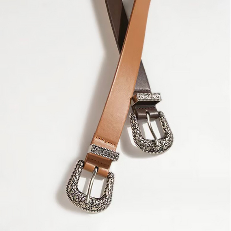 Europe And The United States Retro Carved Belt Ladies Ins Wind Needle Buckle Fashion Hundred With Dress Denim Belt Popular Specification drawing
