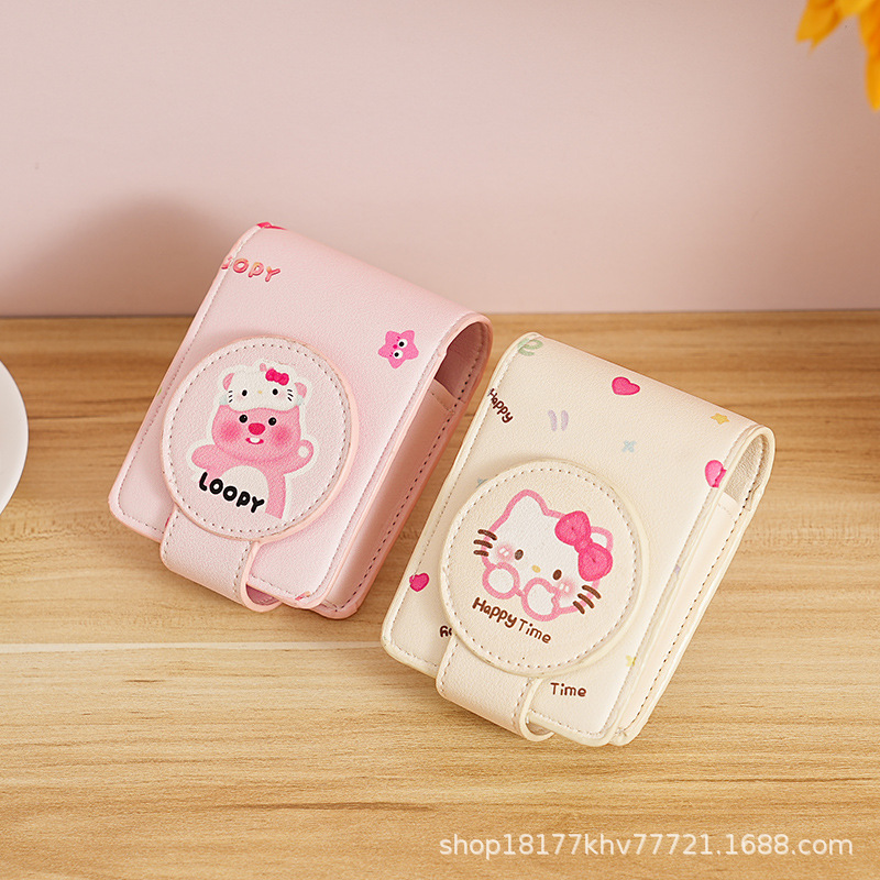 露比口红包带镜子迷你小包少女随身便携旅行补妆化妆收纳包保护套