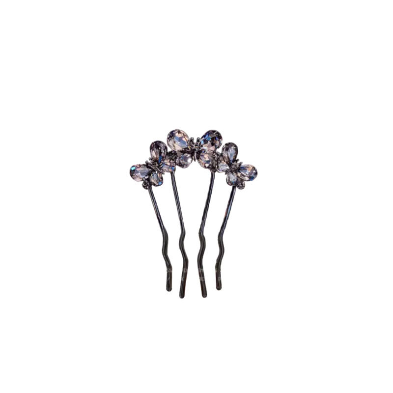 New Chinese-style bun hair hairpin, pearl four-toothed comb hairpin, U-shaped hairpin, elegant updo, hair comb Item Picture