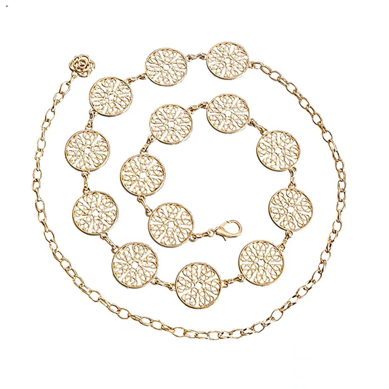 Spring and summer hook-adjustable waist chain for women, a fashionable European and American metal chain that pairs well with dresses and sweaters to decorate the body chain Item Picture