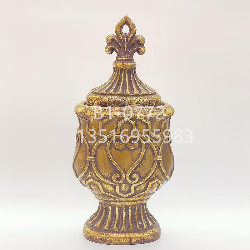 European-style light luxury electroplated gold-edge jar, general jar decoration, TV entrance hall decoration, storage jar decoration, golden castle vase Specification image