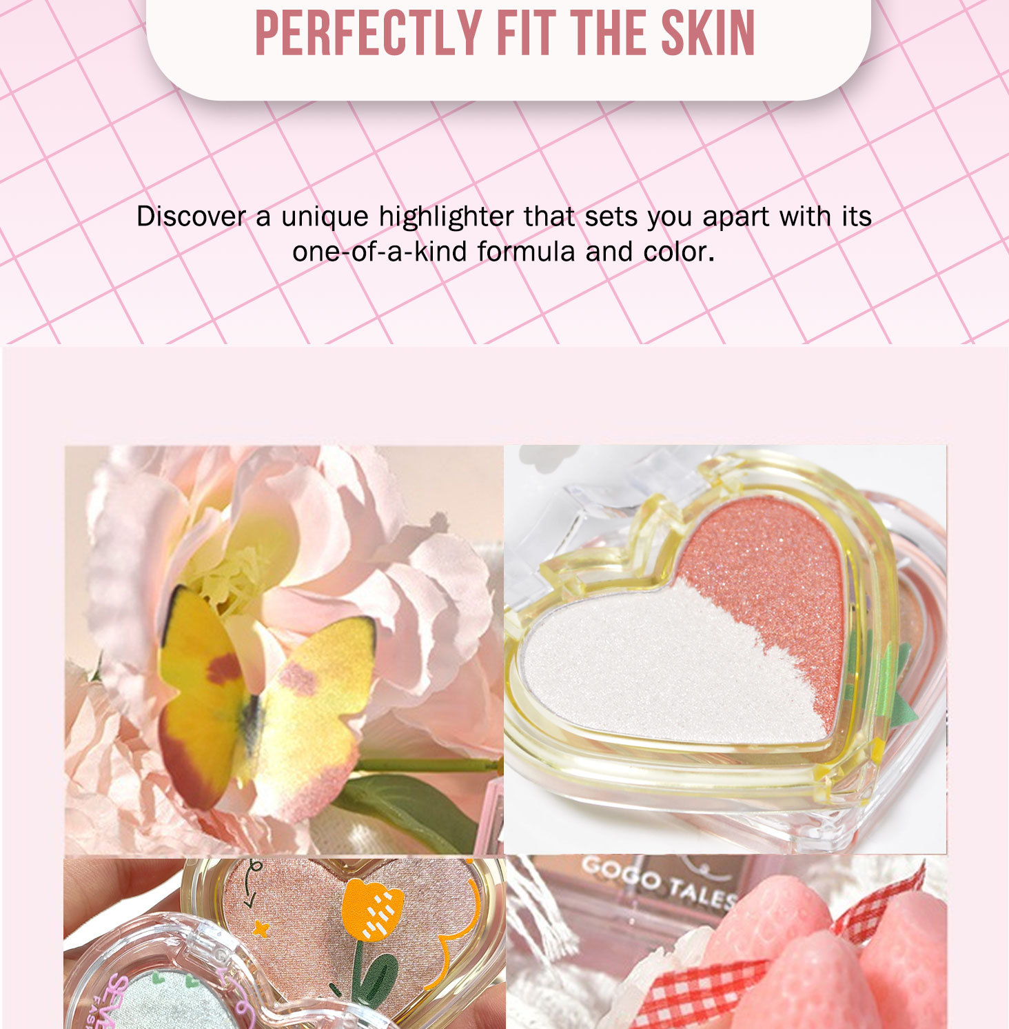 SEVENCOOL Mixed-color Heart-shaped Highlighter Powder, Long-lasting Fine Glitter Contouring Powder, Nose Shadow Brightening and Skin Tone Highlighter and Sparkling Powder pic 9