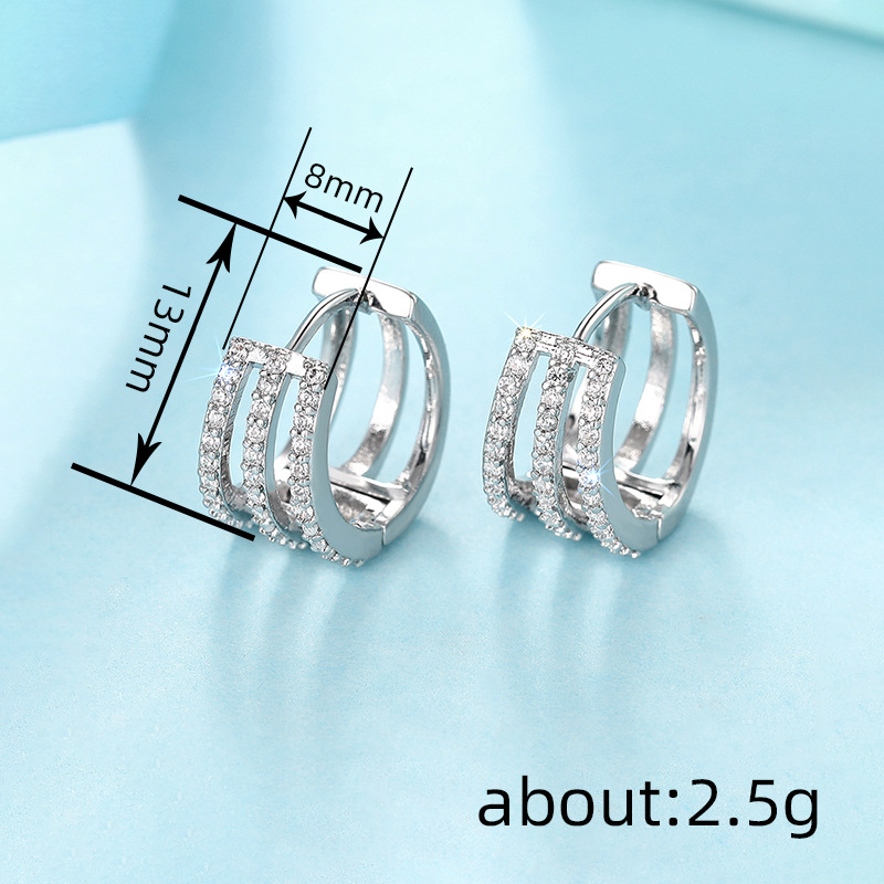 Cao Shi's European and American cross-border simple and small earrings, women's fashion micro-inlaid zircon ear rings, trendy and exquisite daily style Application Scenario