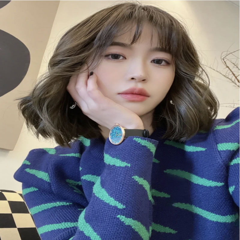 A wig, woolen curls, short hair, female Internet celebrity lolita, bangs, full real hair, Bob hairstyle, short hair full head set Application Scenario