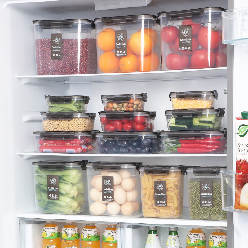 Kitchen Food Crisper Plastic Transparent Refrigerator Storage Box Grain And Miscellaneous Grains Sealed Tank Moisture-Proof Storage Tank