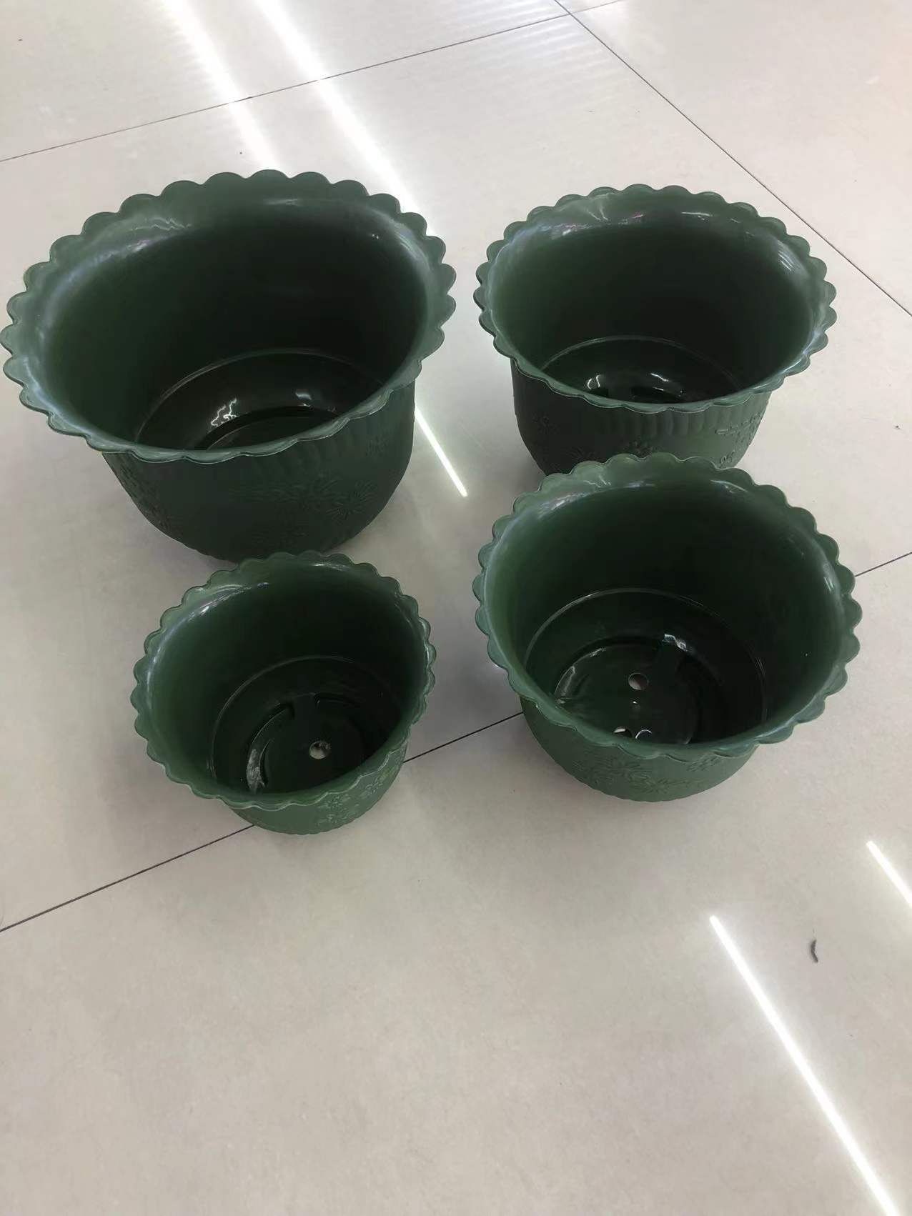 批发供应塑料花盆 仿陶瓷塑料花盆  3819-3816绿色花盆图
